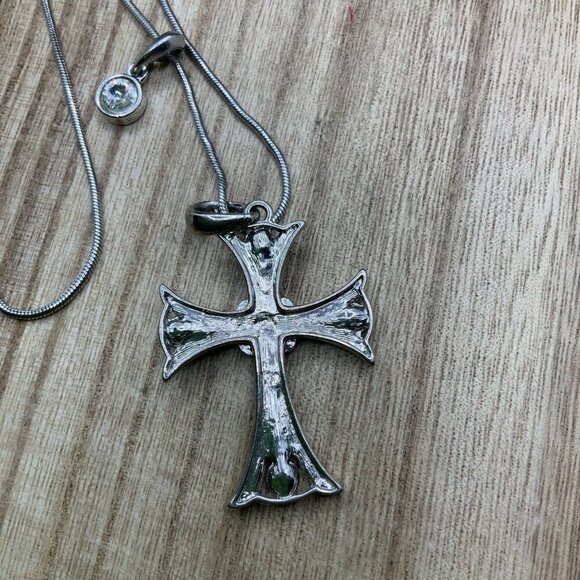 Lia Sophia Rhinestone Embellished Cross Pendant w FI Chain - Picture 7 of 7